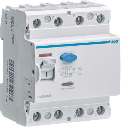 HAGER CD485Z FI-relé 4P, 100A, 30mA, AC