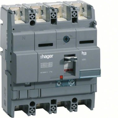 HAGER HNB161H Kompakt megszakító x250, 4P, 160A, 40kA, áll. TM kioldóval