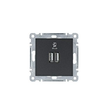 HAGER WL4213 USB töltő, 2A - fekete