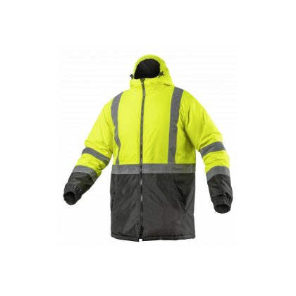   HÖGERT HT5K330-3XL LEDA Hi-Vis sárga figyelmeztető kabát parka szigetelt 3XL (58)