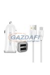 JOYROOM 21982 2xUSB Autós Töltőfej+USB Type-C Adatkábel