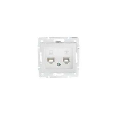 KANLUX 24757 DOMO 01-1430-002 Adatcsatlakozó aljzat RJ45 Cat 5e+RJ11 fehér