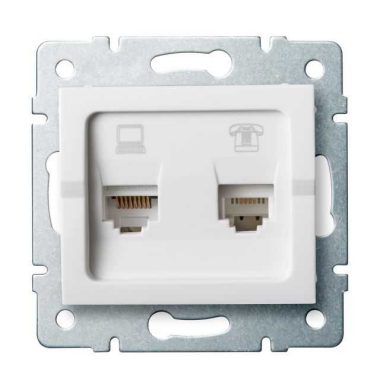 KANLUX 25112 LOGI 02-1430-002 Adat-telefoncsatlakozó aljzat (RJ45 Cat 5e+RJ11)