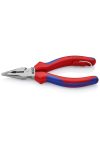 KNIPEX 08 22 145 T BK Hegyes kombinált fogó rögzítőszemmel feketére foszfátozott 145 mm