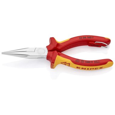 KNIPEX 25 06 160 T BK  Fél-kerek csőrű fogó vágóéllel (Rádiófogó) krómozott VDE 160 mm