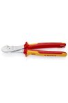 KNIPEX 74 06 250 T BK KNIPEX Erő-kímélő oldalcsípőfogók rögzítőszemmel krómozott VDE 250 mm