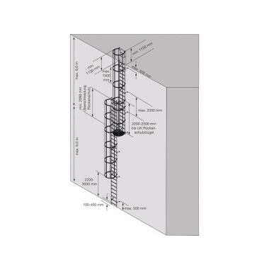 KRAUSE 836625 rögzített létra osztott kivitel din 14122-4 építménymag. 13,16 m, horg. acél