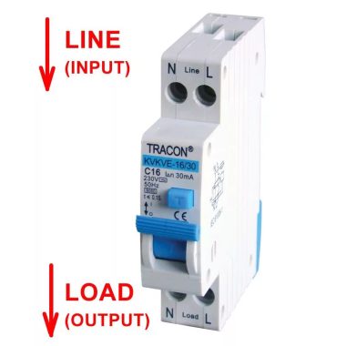 TRACON KVKVE-6-30 Kombinált védőkapcsoló, elektronikus, 2P, 1 modul, C kar.