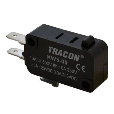 TRACON KW3-05 Helyzetkapcsoló, mikro, ütközős 1×CO 10(3)A/230V AC, 4,8x0,8 mm, IP00