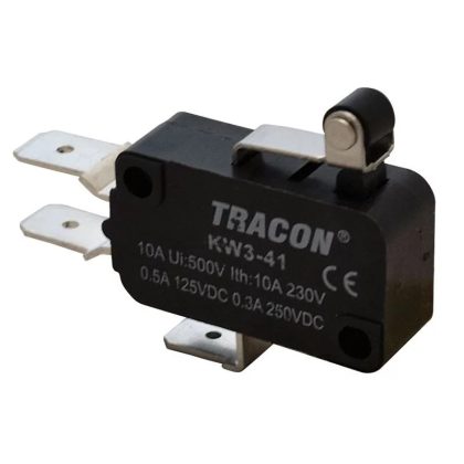   TRACON KW3-41 Helyzetkapcsoló, mikro, karos-görgős 1×CO 10(3)A/230V, 15mm, 6,3x0,8 mm, IP00