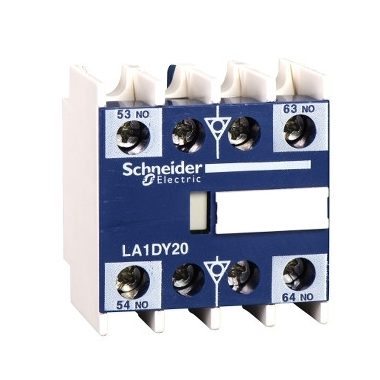 SCHNEIDER LA1DX02 Por és nedvességálló segédérintkező blokk, homloklapi, 2NY, csavaros csatlakozás