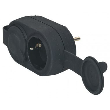 LEGRAND 050490 Double 2P+F distributor with flap cover, rubber, IP44 - IK08, 16 A