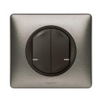   LEGRAND 064892 Celiane Smart Chandelier Switch (Executive), Recessed, Supplied with Decorative Frame, Graphite Gray, Phase-Zero Power Supply, with Two Separately Switched Phase Outlets, Connectable to