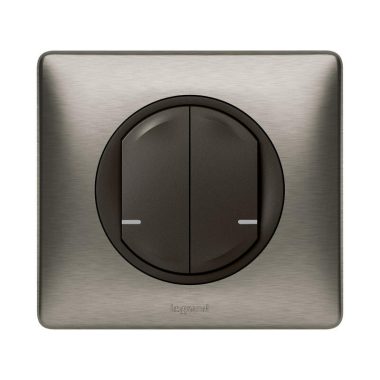 LEGRAND 064892 Celiane Smart Chandelier Switch (Executive), Recessed, Supplied with Decorative Frame, Graphite Gray, Phase-Zero Power Supply, with Two Separately Switched Phase Outlets, Connectable to