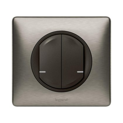   LEGRAND 064892 Celiane Smart Chandelier Switch (Executive), Recessed, Supplied with Decorative Frame, Graphite Gray, Phase-Zero Power Supply, with Two Separately Switched Phase Outlets, Connectable to