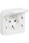 LEGRAND 070772 Plexo 55 recessed 2P + F socket with flap, screw, complete, Antimicrobial