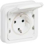   LEGRAND 070772 Plexo 55 recessed 2P + F socket with flap, screw, complete, Antimicrobial