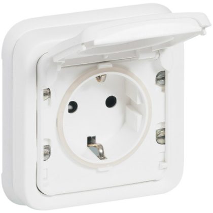   LEGRAND 070772 Plexo 55 recessed 2P + F socket with flap, screw, complete, Antimicrobial