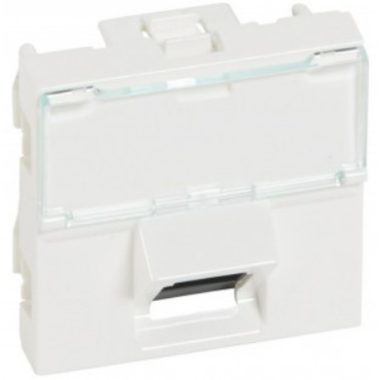 LEGRAND 076501 Program Mosaic RJ 45 IT socket, 1 x RJ 45 unshielded (UTP) Cat.5e, 2 modules with wide 45 ° tilt socket, white