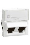 LEGRAND 076506 Program Mosaic RJ 45 informatikai csatlakozóaljzat, 2 x RJ 45 árnyékolt (FTP) Cat.6, 2 modul széles, 45°-ban döntött aljzattal, fehér