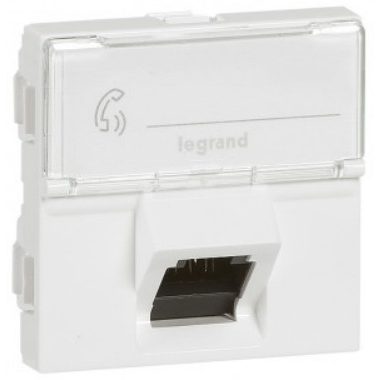 LEGRAND 076507 Program Mosaic RJ 45 informatikai csatlakozóaljzat, 1 x RJ 45 árnyékolt (STP) Cat.6, 2 modul széles, 45°-ban döntött aljzattal, energiaoszlophoz, fehér