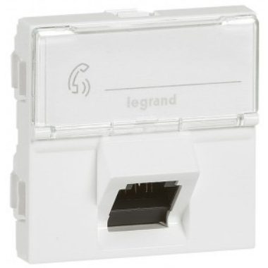 LEGRAND 076509 Program Mosaic RJ 45 IT socket, 1 x RJ 45 unshielded (UTP) Cat.6A, 2 modules with wide 45 ° tilt socket, white