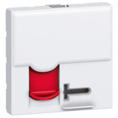 LEGRAND 076590 Program Mosaic RJ 45 IT socket, 1 x RJ 45 unshielded (UTP) Cat.6A, 2 modules wide, with red lock, supplied with 2 keys, white