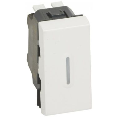 LEGRAND 077034 Program Mosaic light signal with changeover pushbutton with free connection terminal, 6A - 250V ~, 1 module wide, white