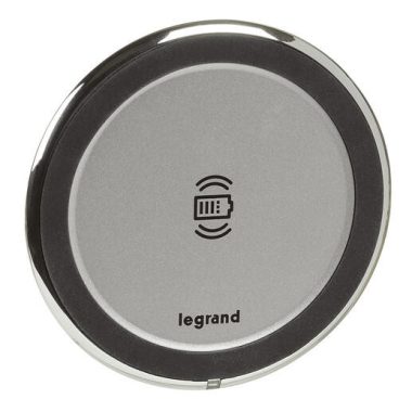 LEGRAND 077640L Program Mosaic bútorba süllyeszthető (Ø80mm) vezeték nélküli töltő, 15 W, IP44, alumínium