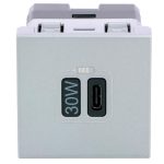   LEGRAND 079385L Program Mosaic 1 x USB-C Power Delivery töltőaljzat - 3 A - 30 W, 2 modul, alumínium