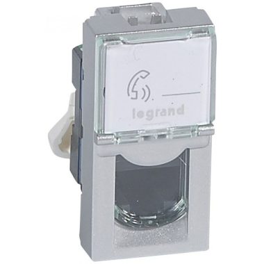 LEGRAND 079471 Program Mosaic RJ 45 informatikai csatlakozóaljzat, 1 x RJ 45 árnyékolatlan (UTP) Cat.6A, 1 modul széles, aluminium