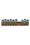LEGRAND 134001 PractiboxS screw-fastened bare brass PE distribution terminal, 9 connection points, 4x16mm² + 5x10mm²; Icc=6 kA