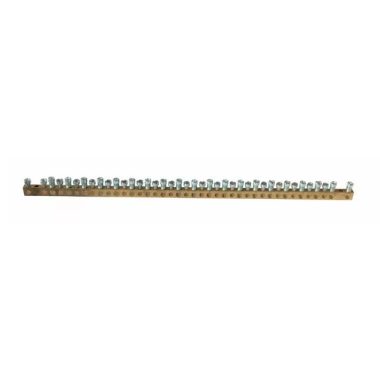 LEGRAND 134005 PractiboxS screw-fastened bare brass PE distribution terminal, 40 connection points, 20x16mm² + 20x10mm²; Icc=6 kA