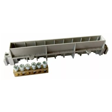 LEGRAND 134801 PractiboxS bare PE terminal block with insulated support, for 8-module cabinet, 1 x (3x16mm² + 3x10mm²); Icc=6 kA