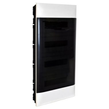 LEGRAND 137159 PractiboxS flush-mounted distributor (650°C), with transparent smoke-colored door, protective ground and neutral distribution terminal, 4 rows 18 modules