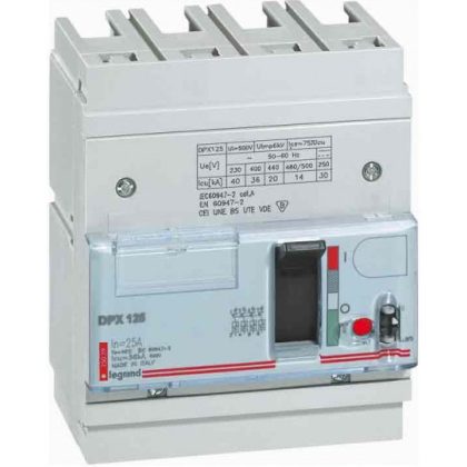   LEGRAND 420111 DPX3 160 25A 4P + ÁVK thermal magnetic 36kA combined circuit