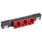   LEGRAND 450019 Program Mosaic cable duct-mounted railed, grounded, 3 x 2P + F socket, with cable clamp, child protection, locked, red