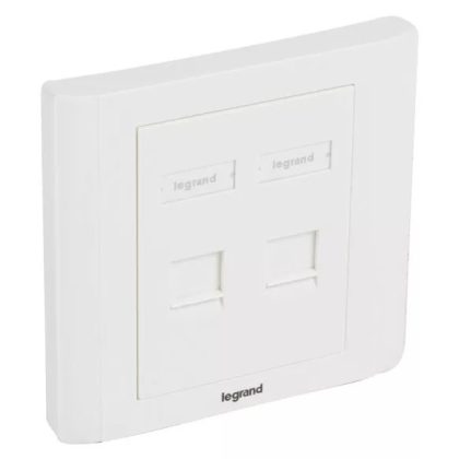   LEGRAND 632795 Linkeo süllyesztett szerelvény 2xRJ45 keystone port fogadására egyenes fehér burkolattal és kerettel címketartóval