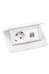 LEGRAND 654008 Pop-up equipped opening flush-mounted box 4 modules, 1x2P+F, 2xUSB (2.4A), 2 m cable with 2P+F plug, white