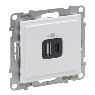 LEGRAND 721130 Suno 2xUSB - A+C csatlakozóaljzat, 3 A - 15 W,  fehér