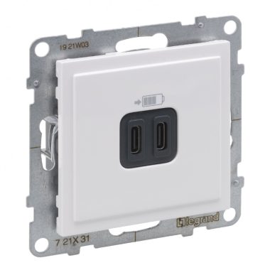 LEGRAND 721131 Suno 2xUSB-C csatlakozóaljzat, 3 A - 15 W, fehér