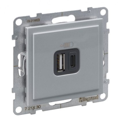   LEGRAND 721330 Suno 2xUSB - A+C csatlakozóaljzat, 3 A - 15 W,  alumínium