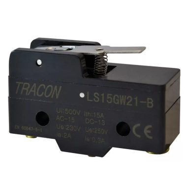 TRACON LS15GW21-B Helyzetkapcsoló, rugószáras 1×CO, 2A/230V AC, 17mm, IP00