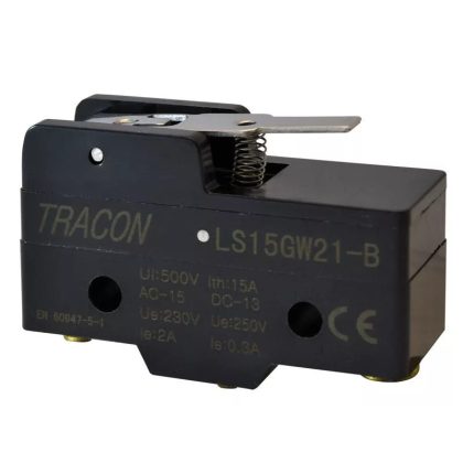   TRACON LS15GW21-B Helyzetkapcsoló, rugószáras 1×CO, 2A/230V AC, 17mm, IP00