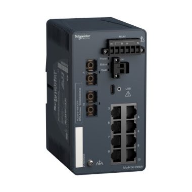 SCHNEIDER MCSESM103F2CS0 Modicon switch, TCP/IP, menedzselhető, 8TX/2FX, monomódusú