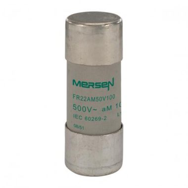 MERSEN Y217693J FR22AM50V100 Motor, - készülékvédő - cilinder biztosító betétek 22x58 aM - 400-690VAC, kiütőszeg nélkül