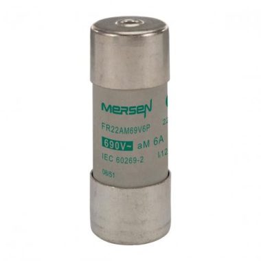 MERSEN Y218728J FR22AM69V6P Motor, - készülékvédő - cilinder biztosító betétek 22x58 aM - 500-690VAC, kiütőszeges