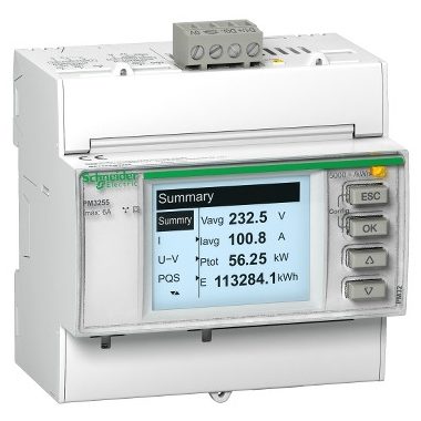 SCHNEIDER METSEPM3250 Teljesítménymérő I,In,U,V,PQS,E,PF,Hz,átlag, MODBUS