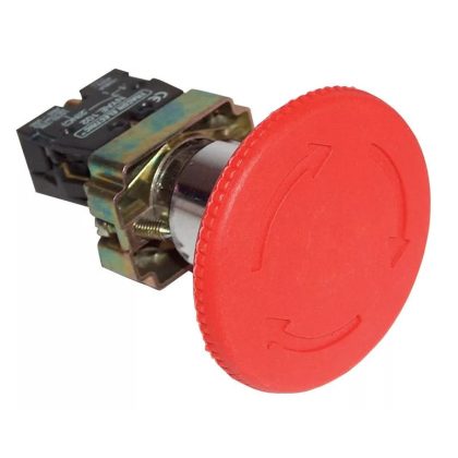   TRACON NYGBS8445P Reteszelt gombafejű vészgomb, fémalap, piros, elfordítással 1×NC+1×NO, 3A/400V AC, IP42, d=40mm