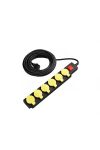 OPTONICA 7614 6-os elosztó gyermekvédelemmel kapcsolóval H07RN3G1.5mm-10M, 16A, 250V, Max3500W, IP44 - YELLOW+BLACK